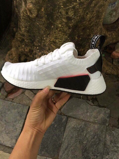 Hot Sales (Xả Hàng Đón 2020). GIẦY THỂ THAO Sneaker NMD R2 WHITE BLACK ": ‣