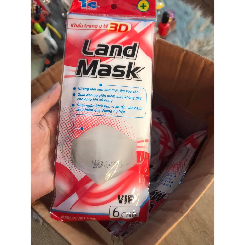 Khẩu trang Land mask 3D kháng khuẩn tiêu chuẩn y tế chống dịch Loại 3 và 4 lớp cho cả người lớn và trẻ em