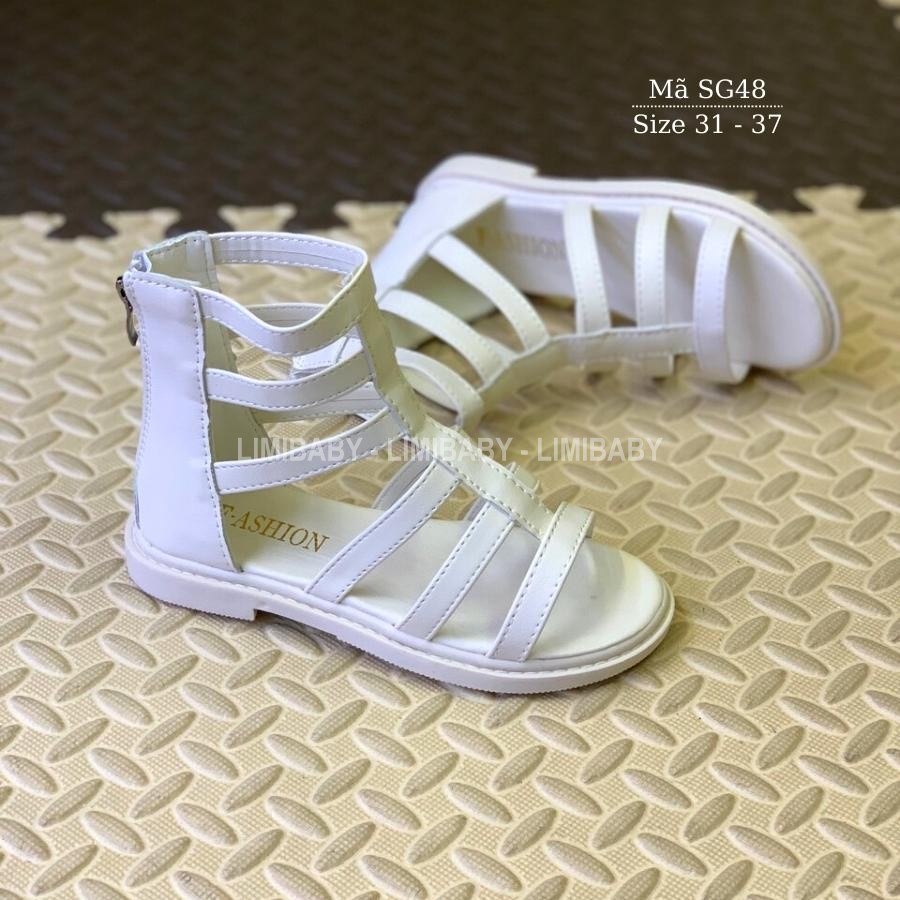 Sandal chiến binh cao cổ cho bé gái LIMBABY 2 Màu trắng đen khóa kéo tiện dụng điệu đà duyên dáng phong cách Hàn SG48