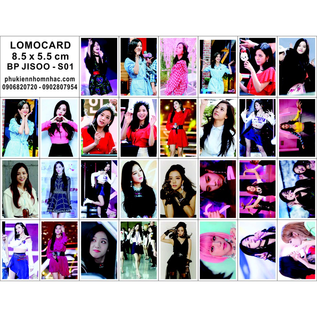Lomocard hình nhóm BlackPink và thành viên Jennie, Jisoo, Lisa, Rose
