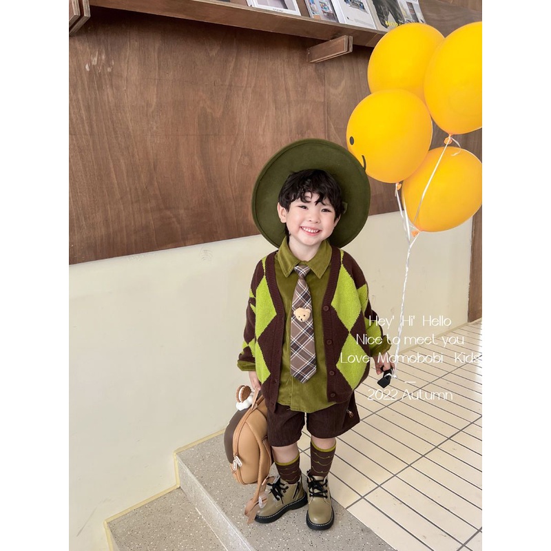 Áo Khoác Cardigan Dài Tay Họa Tiết Hình Học Thiết Kế Mới Thời Trang Mùa Thu Dành Cho Bé Trai Và Bé Gái