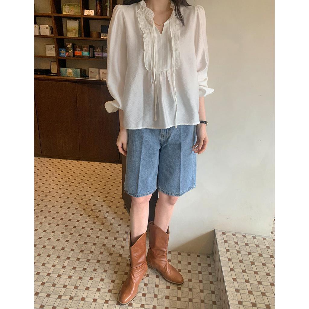 Áo Sơ Mi Cột Dây Dáng Rộng Dài Tay Thời Trang Cá Tính 60676