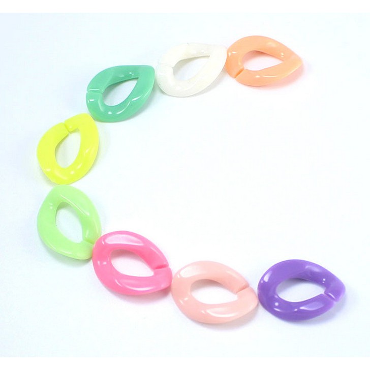 Set 30 mắt xích xoắn 23mm*17mm nhiều màu sắc làm trang sức thủ công thời trang