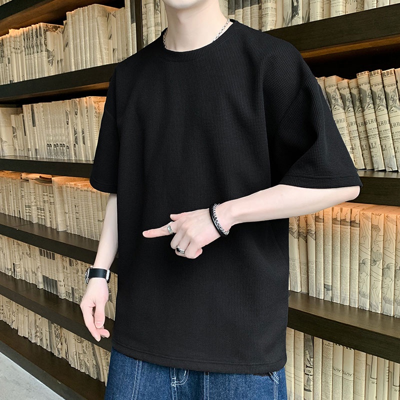 Áo Thun Tay Ngắn Dáng Suông Màu Sắc Đơn Giản Dễ Phối Đồ Thời Trang Phong Cách Hàn Quốc Cho Nam