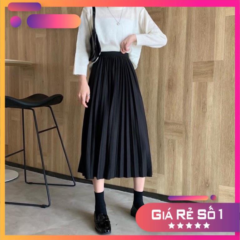 Chân váy xếp li dài, midi,xếp ly free size ,màu đen thời trang trẻ trung năng động 1234