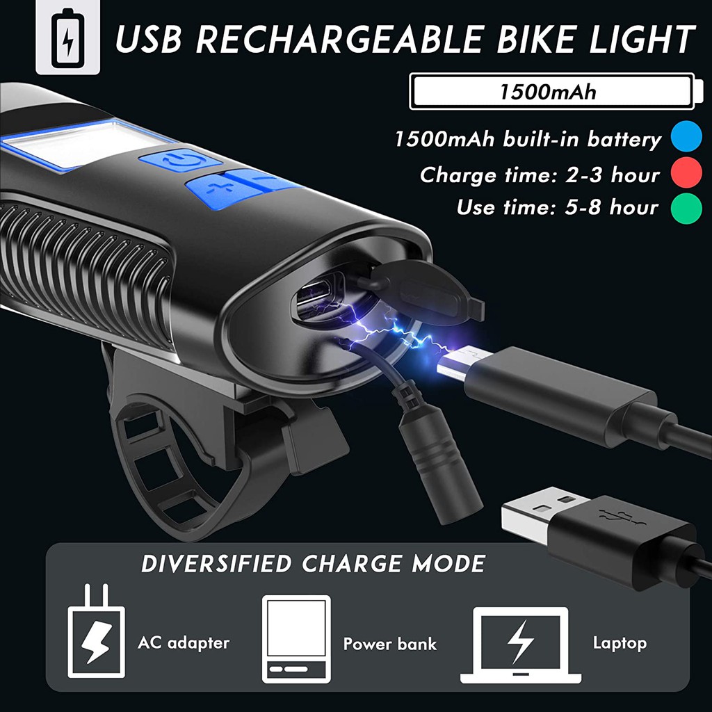 USB rechargeable bicycle lights and headlights, suitable for mountain and road bikes