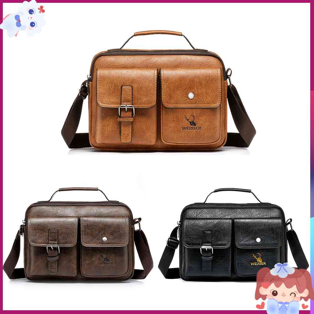 ✿Mars144✿Túi Xách Da PU Nhiều Ngăn Phong Cách Vintage Cho Nam✿