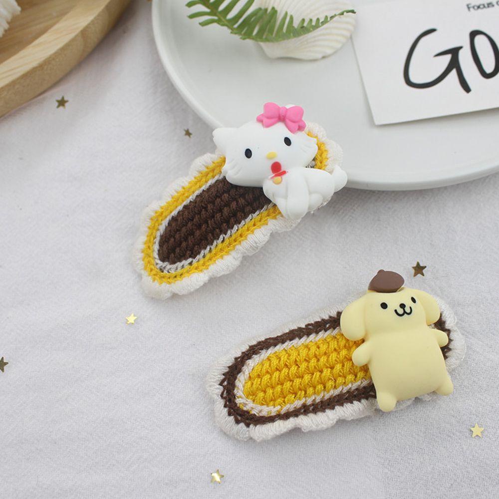 NICKOLAS Kẹp Tóc Dệt Kim Họa Tiết Hoạt Hình Phong Cách Retro Hàn Quốc Xinh Xắn Cho Bé Gái