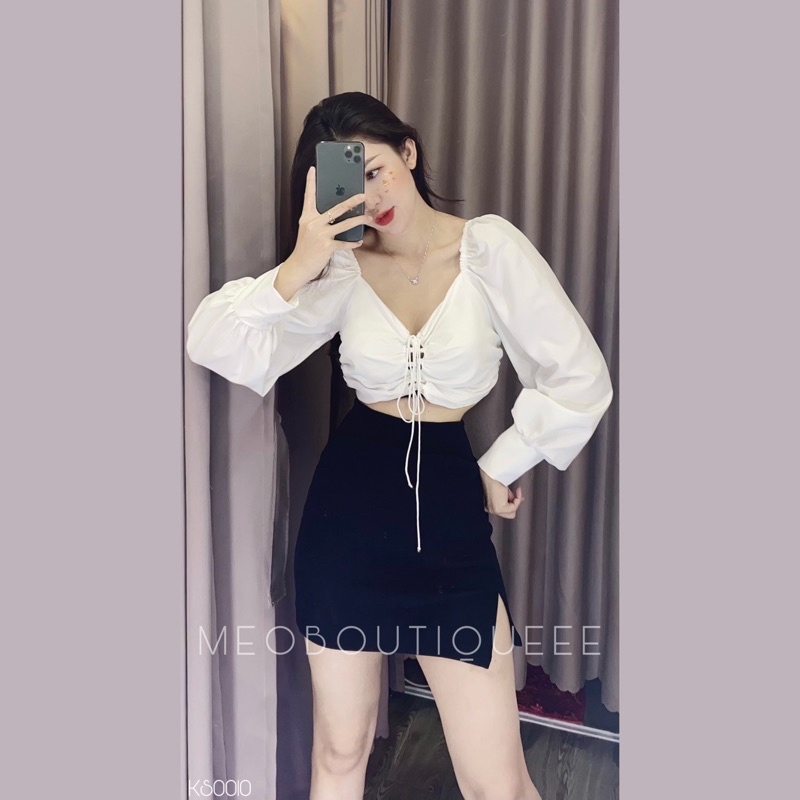 Áo Croptop Đan Dây Tay Dài