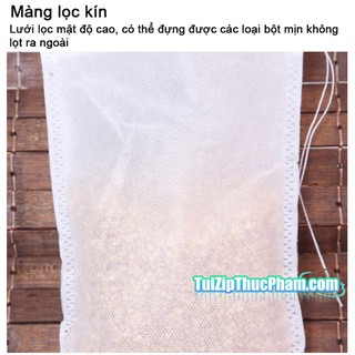 100 Túi lọc trà chất liệu vải không dệt chuẩn thực phẩm, kèm dây rút nhiều kích thước