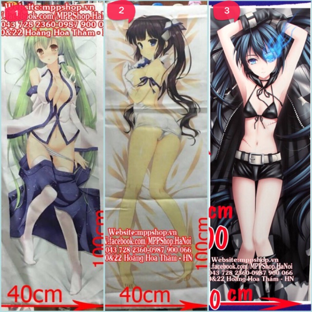 Gối ôm anime manga dài 40cm x 1m in 1 mặt ruột bông