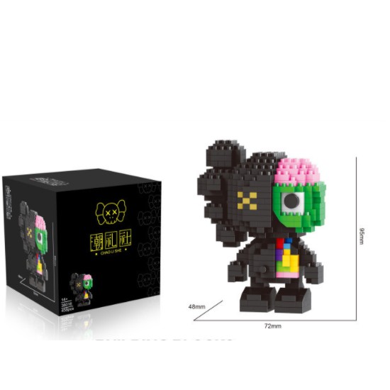 LEGO KAWS Cá tính thương hiệu thủy triều -  Mô hình lắp ráp Kaws 9 cm