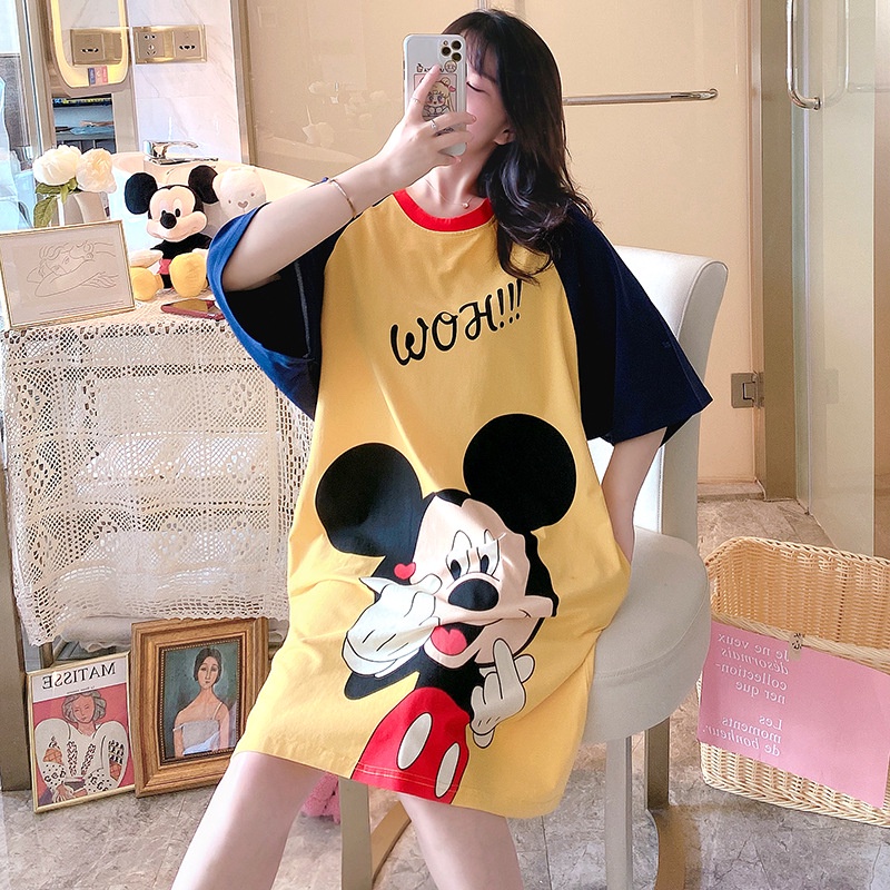 Váy ngủ bigsize nữ dáng suông TOZZO in hoạt hình cute dễ thương mặc nhà mùa hè VS01