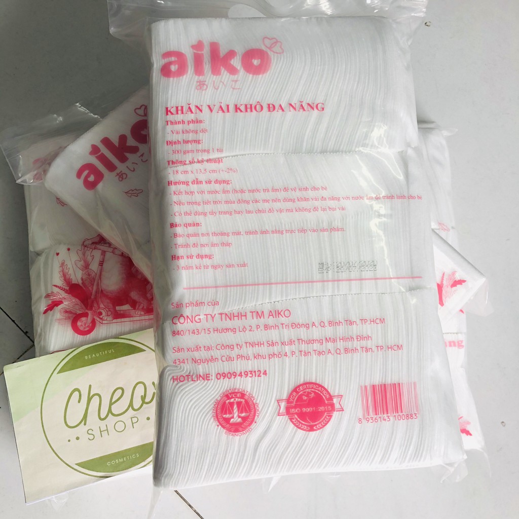 [MẪU MỚI] Khăn vải khô đa năng AIKO Dạng túi 300g (Chú chó Ailko)