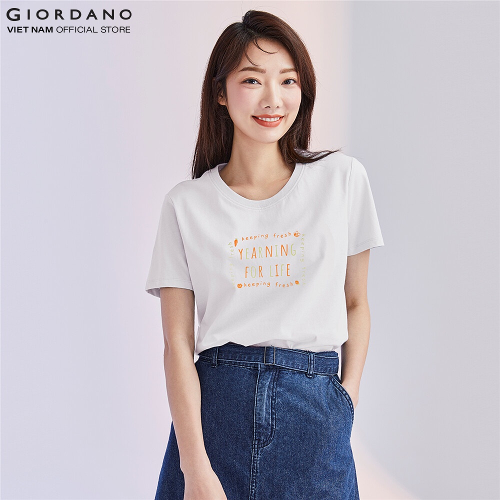 Áo Thun Ngắn Tay Cổ Tròn In Hình Nữ Giordano 05392212