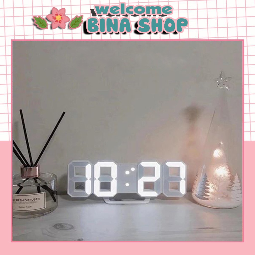 Đồng hồ LED 3D treo tường, để bàn phong cách Hàn Quốc hiện đại, sáng đẹp