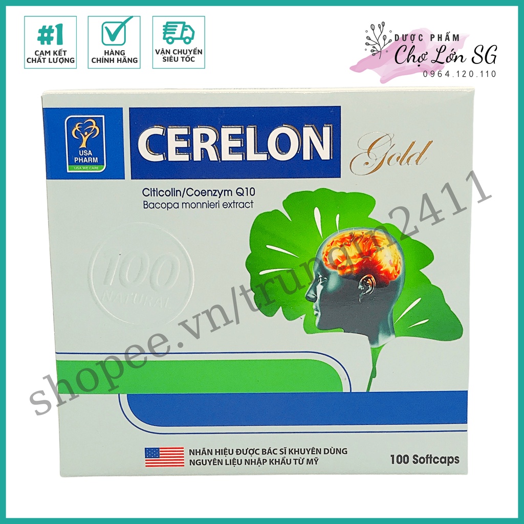 Viên uống bổ não CERELON GOLD giảm đau đầu, mất ngủ, hoa mắt chóng mặt (HỘP TRẮNG) – Hộp 100 viên