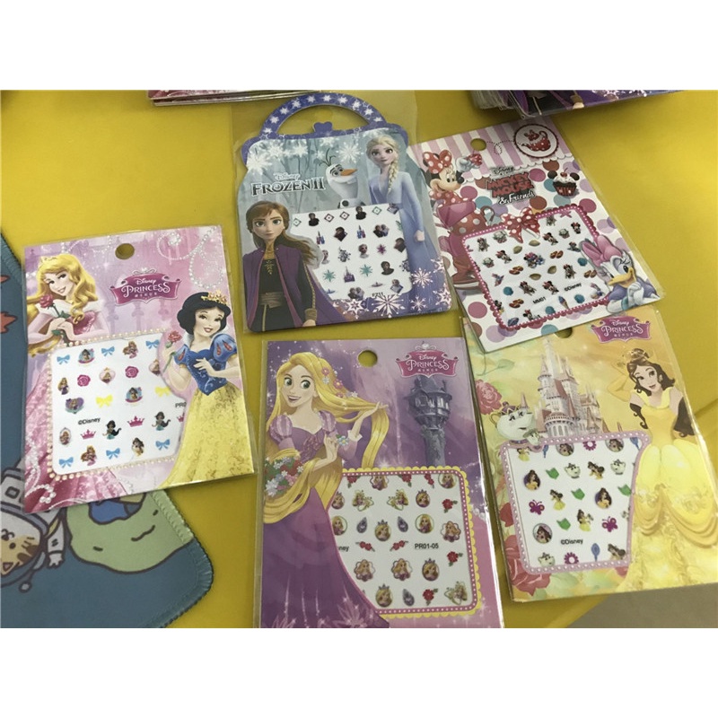 Miếng dán trang trí móng họa tiết hoạt hình công chúa Disney/ Anna/ Minnie mickey/ Nàng tiên cá/ Frozen 3D