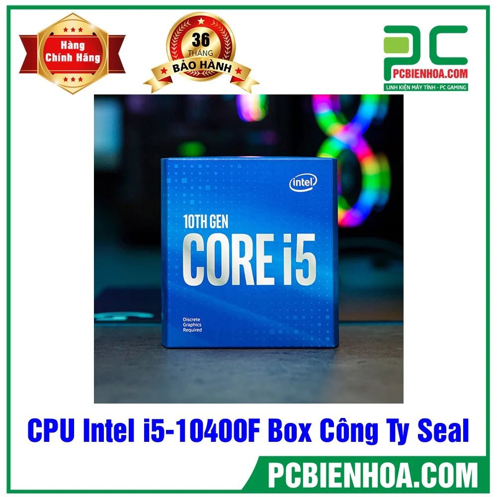CPU Intel Core i5 10400F (2.9GHz turbo up to 4.3Ghz, 6 nhân 12 luồng) - Socket Intel LGA 1200 New Box 95