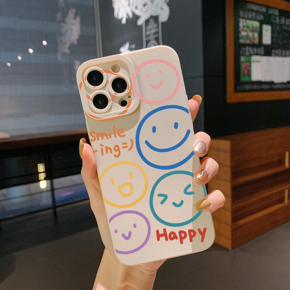 Ốp Điện Thoại Góc Vuông In Hình Mặt Cười Cho OPPO A16 A15 A16E A16k A95 Reno6 Z 5G A94 A54 A74 4G A53 A76 A96 4G A12 A5S A7