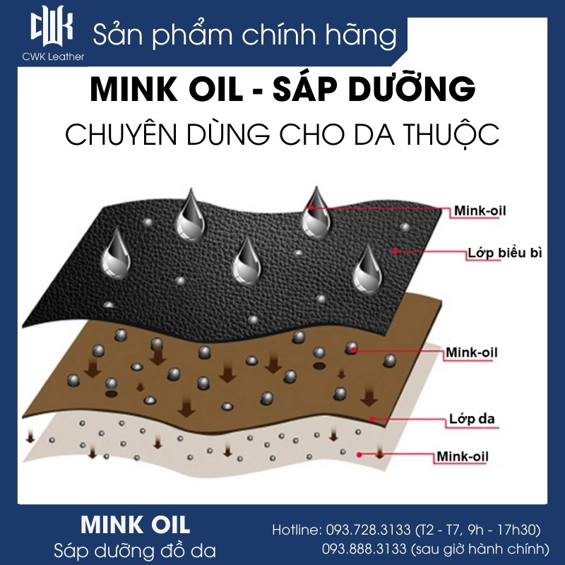 [Chính Hãng Woodson] Mink oil dầu chồn màu nâu chuyên bảo dưỡng và phục hồi đồ da, túi xách, áo, ví, giày da