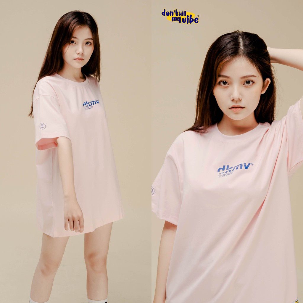 [Hình thật/có sẵn] Áo thun nữ cotton màu hồng đơn giản oversize | DKMV Pink Logo Tee