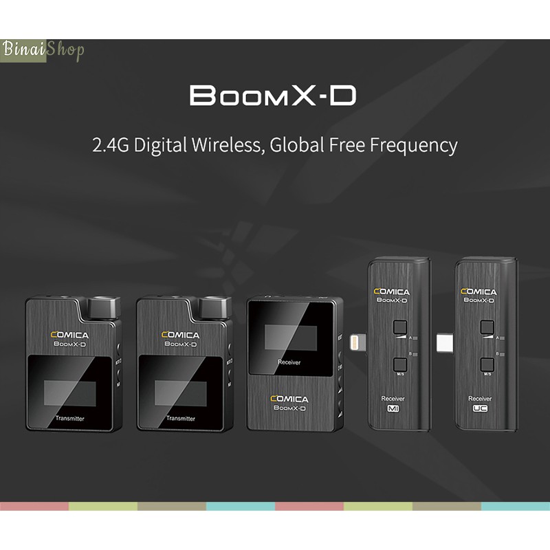 [Mã ELHACE giảm 4% đơn 300K] MICRO KHÔNG DÂY 2.4G CHO MÁY ẢNH VÀ ĐIỆN THOẠI COMICA BOOMX-D