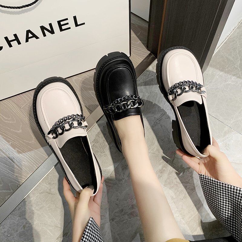 Giày Oxford nữ da lì phối xích