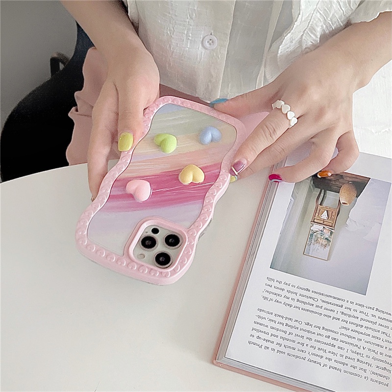 Ốp Điện Thoại TPU Dẻo IMD Viền Lượn Sóng In Hình Trái Tim Cho iphone Case 13 Pro Max 12 Pro Max 11ProMax