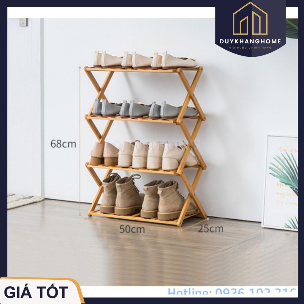💥Kệ Để Giày Dép Nhiều Tầng Gỗ Tre, Gấp Xếp Gọn Nhẹ, Không Cần Lắp Ráp 🔥
