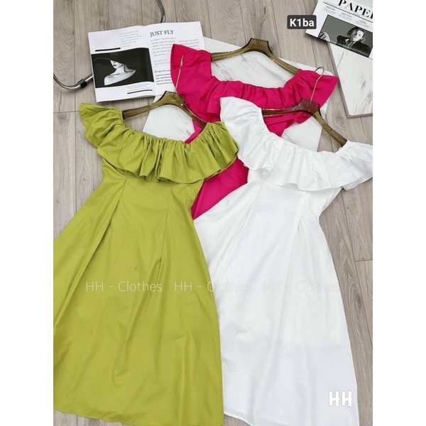 Đầm Xoè Tiểu Thư Trễ Vai Dáng Dài Phong Cách