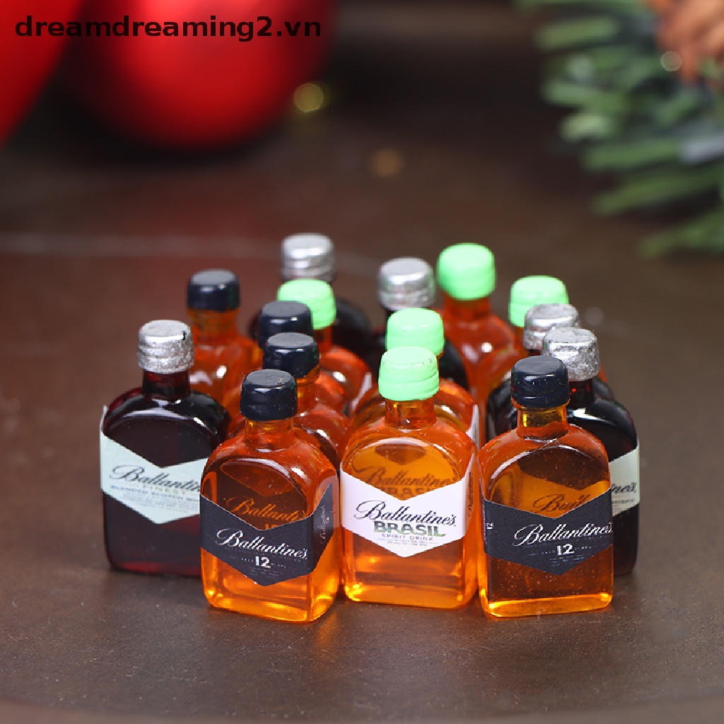 Bộ 5 Mô Hình Chai Rượu mini Tỉ Lệ 1 / 12 Dùng Để Trang Trí Nhà Búp Bê