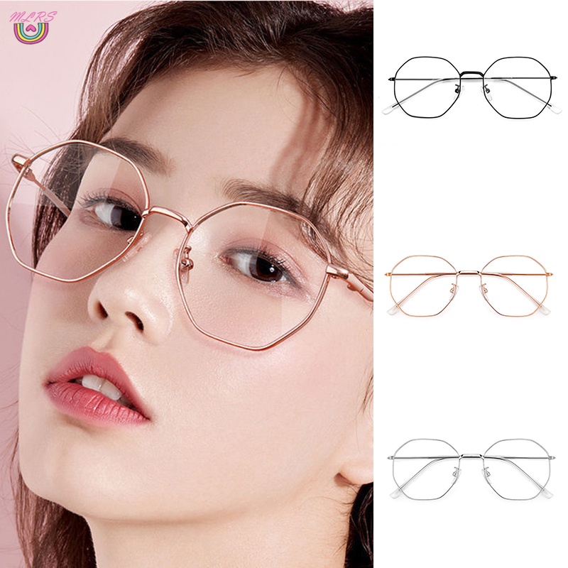 Mắt kính chống tia ánh sáng xanh chống tia cực tím gọng kính hình đa giác bằng kim loại thời trang cho sinh viên