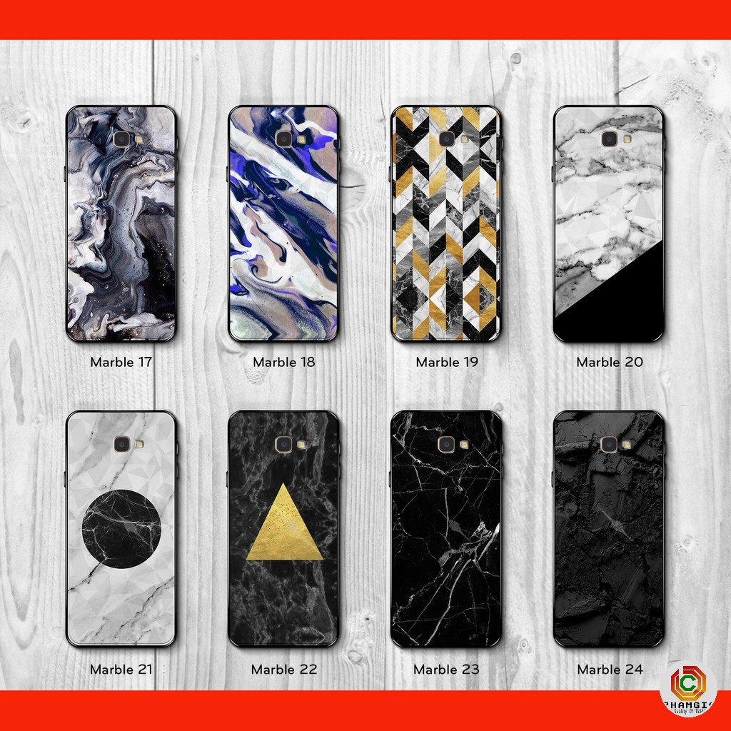 Ốp kính Samsung A9 2018 A50 J4 core J4 plus mặt lưng ép cường lực dẻo chống bể in nhiều mẫu đá hoa cương sắc nét