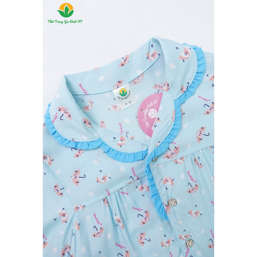 Bộ lanh bé gái Việt Thắng quần dài, áo dài tay Pijama bèo - B70.2210