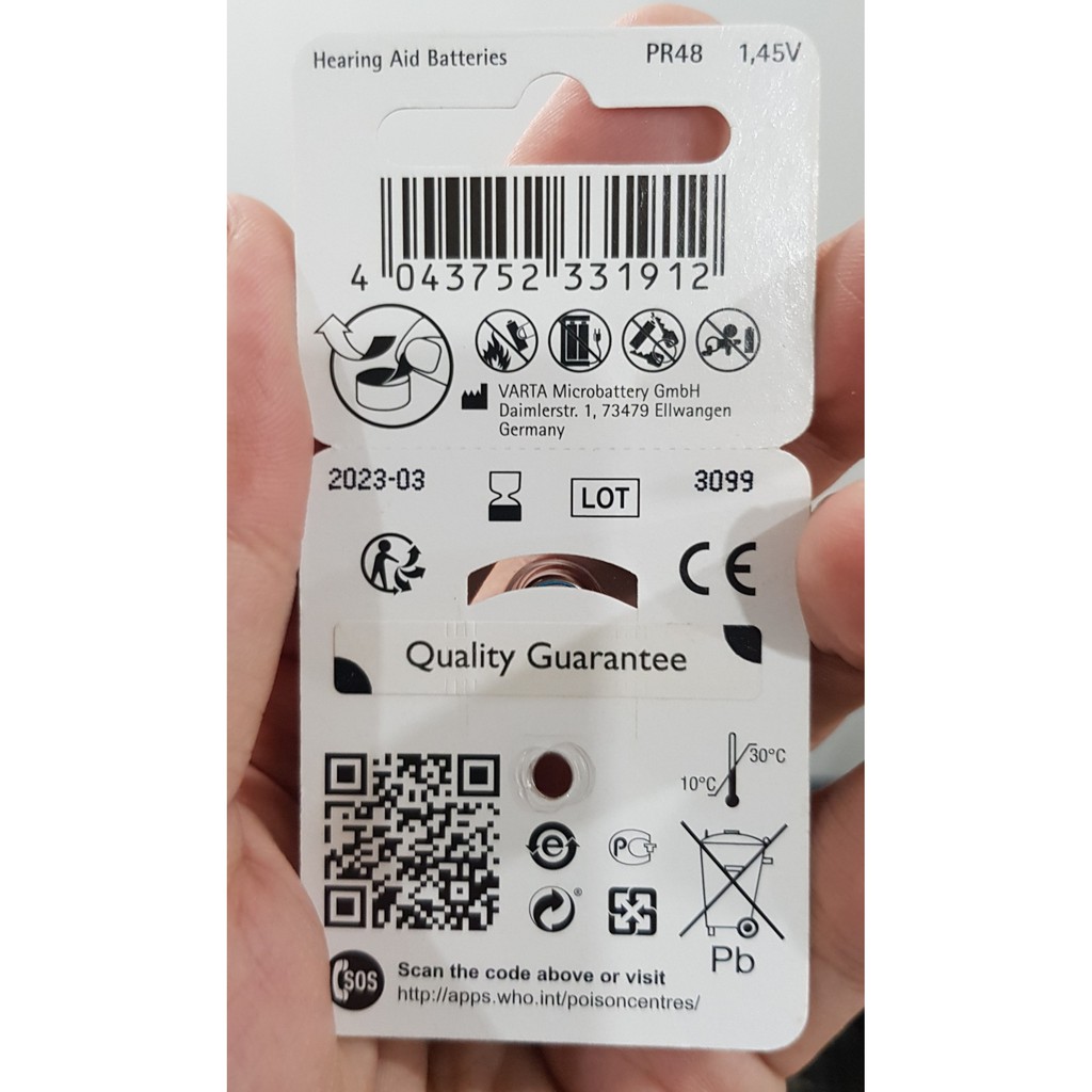 Pin dùng cho máy trợ thính PR48 13 Phonak PR41 312 vĩ 6 viên