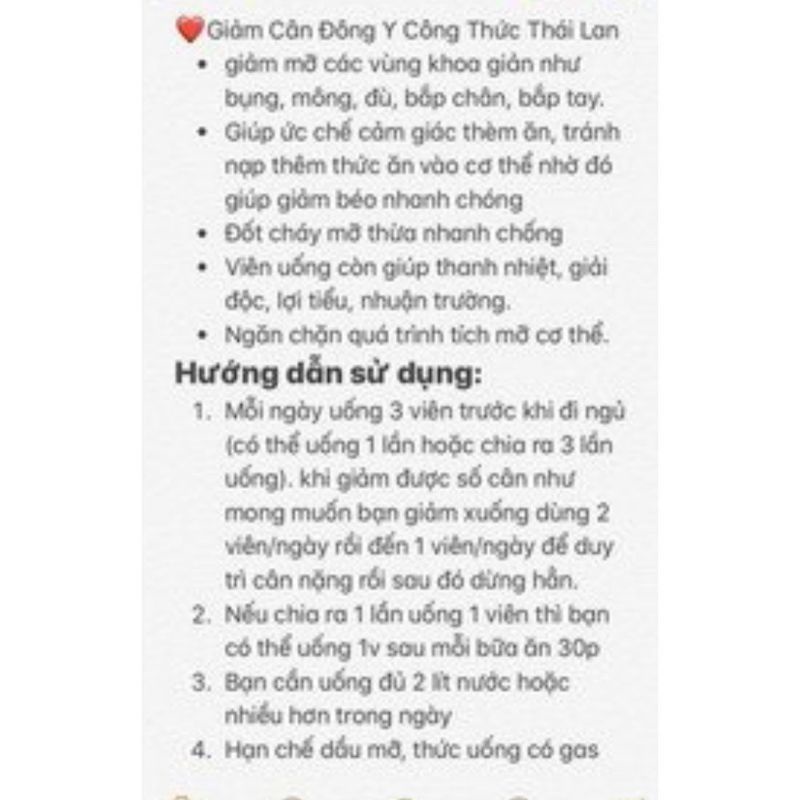 VIÊN GIẢM CÂN KHỬ MỠ ĐÔNG Y THÁI LAN 150 VIÊN