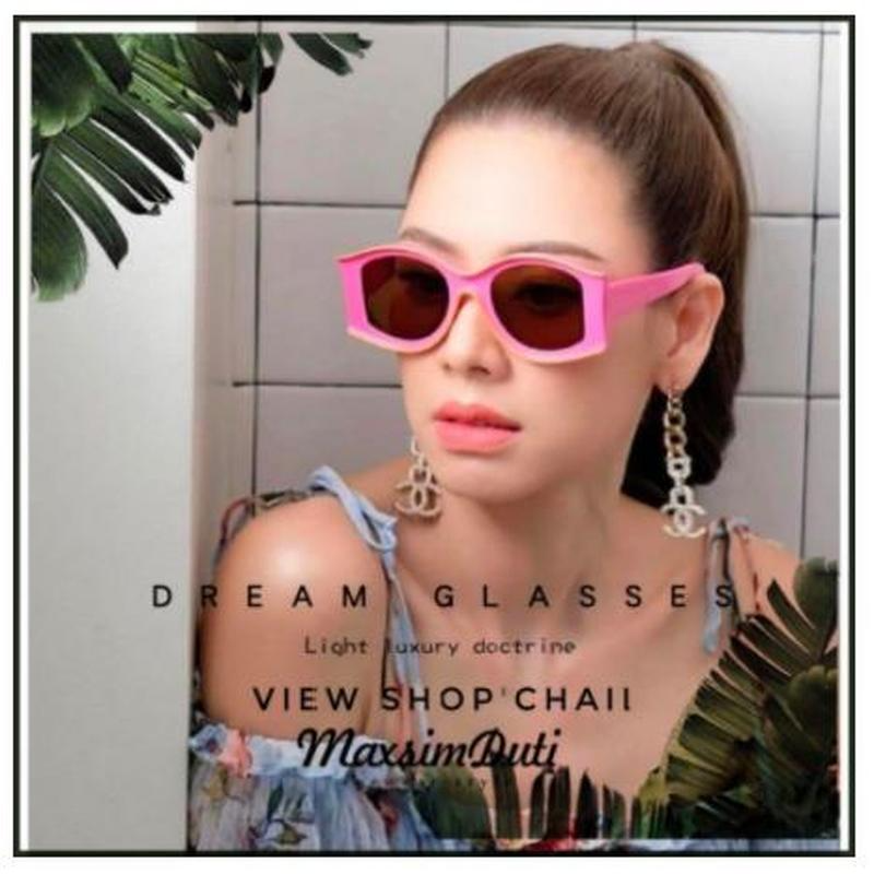 FANCY European and American Fashion Sunglasses Ladies Cat Eye Shading Fashion Small Frame Triangle Sunglasses Men Trend Cow Color Small Frame Sunglasses