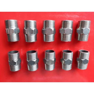 combo 2 đầu nối 2 đầu ren ngoài inox phi 21,inox 201