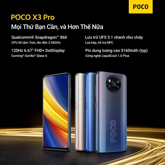 Điện Thoại POCO X3 Pro 6GB/128GB pin 5160 mAh Android 11 Qualcomm® Snapdragon™ 860 (7nm) - Bảo hành 18 tháng chính hãng