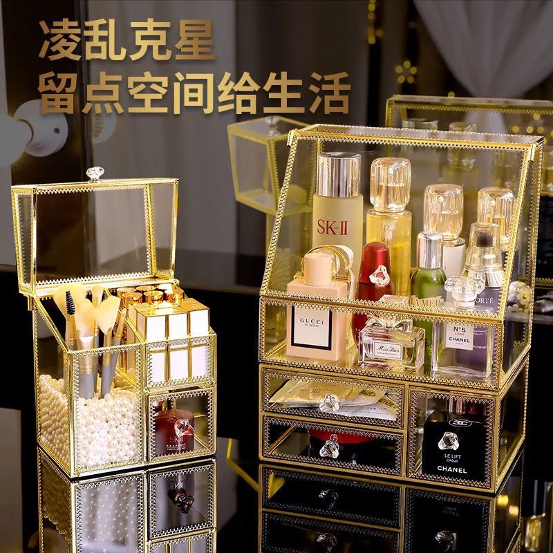 Hộp Kính Đựng Mỹ Phẩm Để Bàn Cỡ Lớn Chống Bụi Sang Trọng | BigBuy360 - bigbuy360.vn