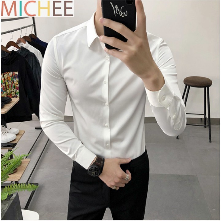 Áo Sơ Mi Nam  Dài Tay Trắng Trơn Cổ Bẻ Thời Trang MC Hàng Xưởng Tận Gốc Mẫu Trắng Tinh Cá Tính (44 - 72KG) | BigBuy360 - bigbuy360.vn