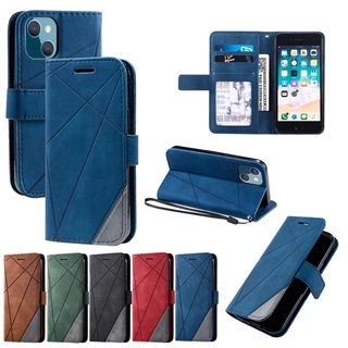Bao da điện thoại mềm nắp lật có khe đựng thẻ dây buộc phong cách kinh doanh bảo vệ cho iPhone 13 12 PRO max mini