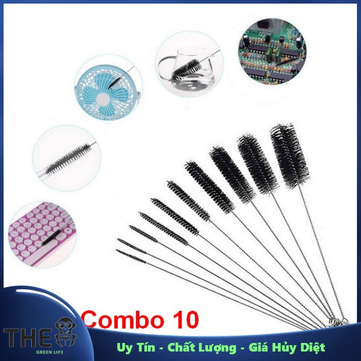 Combo 10 Cọ Vệ Sinh Đa Năng ,Vệ Sinh Bộ Chế Hòa Khí, Ống Nghiệm, Ống Hút .Uy Tín - Chất Lượng - Giá Hủy Diệt