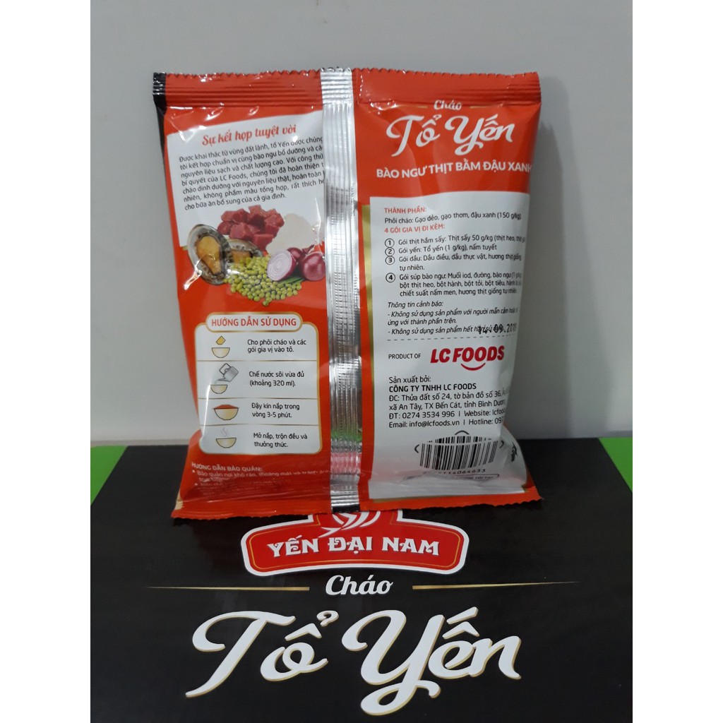 Cháo Tổ Yến Bào Ngư Thịt Bằm Đậu Xanh Gói 50g