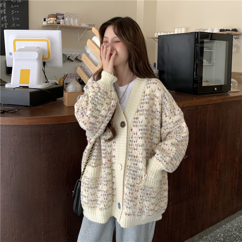 (A5002) áo khoác cardigan ulzzang len có túi freesize(len đan thuần hồng) | BigBuy360 - bigbuy360.vn