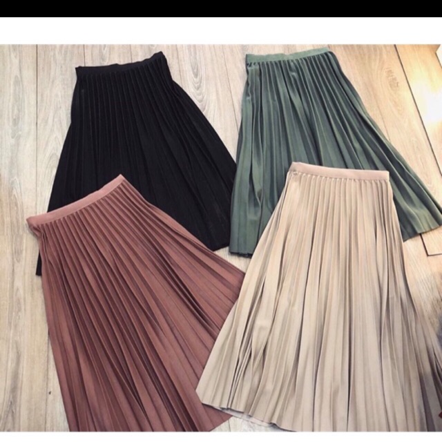 Chân váy xếp li - dáng midi ( ảnh thật - hàng sẵn )