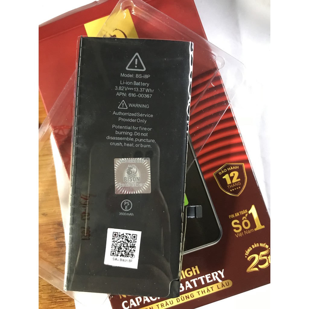 Pin Bison 8 Plus dung lượng cao 3400mah, BH 12 tháng