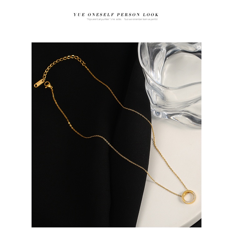 [FreeShip] Dây chuyền nữ titan nữa vòng tròn đá X1-405 - CAM KẾT KHÔNG BAY MÀU