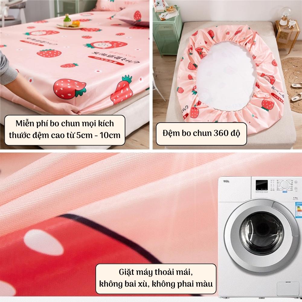 Bộ 3 món ga giường kèm vỏ gối cotton poly drap bo chun đủ mọi kích thước Otama Bedding